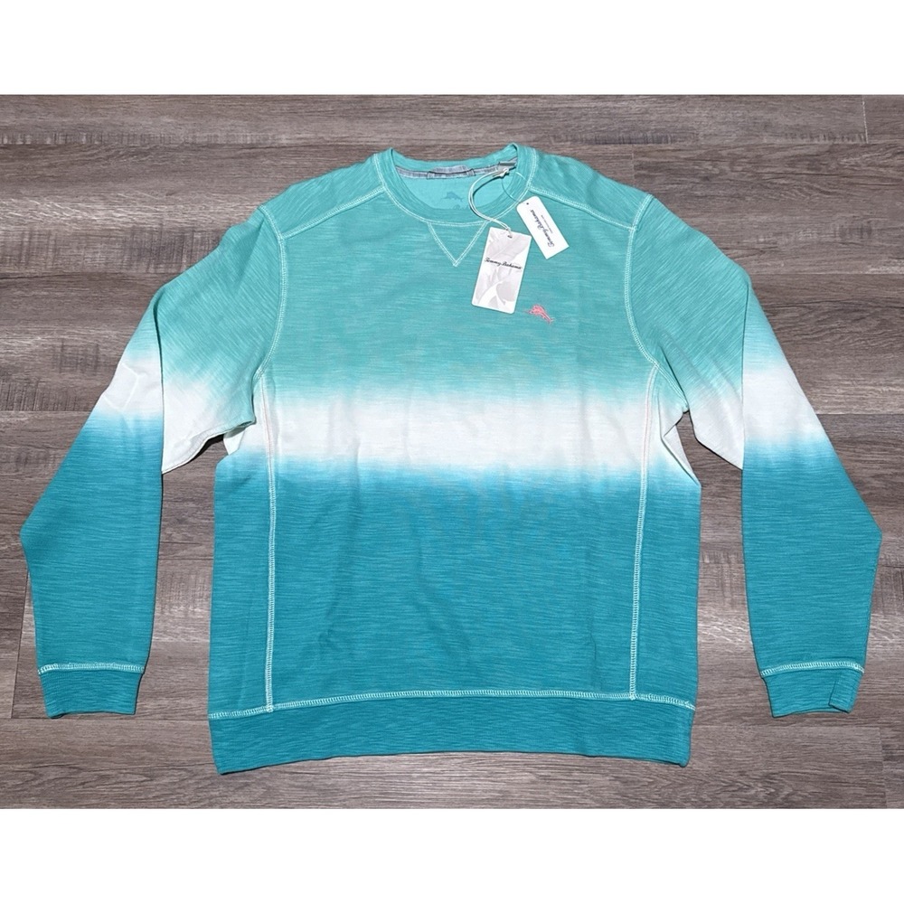 Tommy Bahama Men's Large Turq Cabbage Tobago Bay Horizon Crew Neck Sweatshirt L